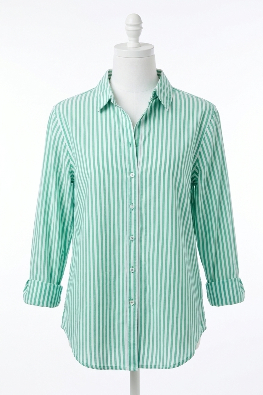 NEW DEAR JOHN DENIM lolita striped long sleeve button down top in greengrass